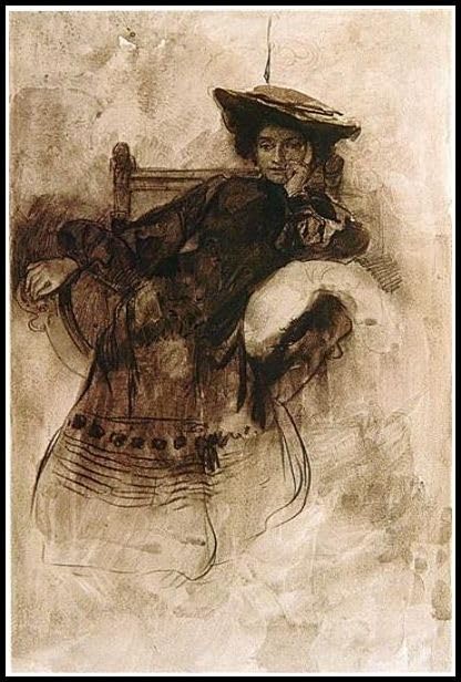 Amazon | アルフォンス・ミュシャの絵画、肘掛け椅子に座る女性